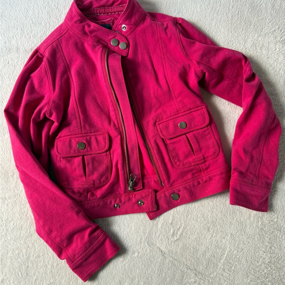 Gap Kids pink knit moto biker jacket cardigan